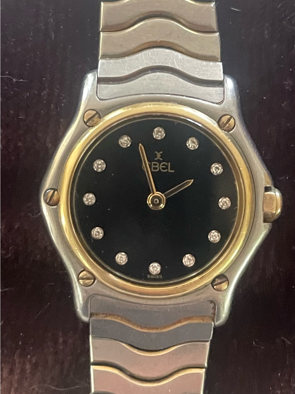 Ebel Classic Wave Mini Two-Tone Black Dial Diamond Marker Watch